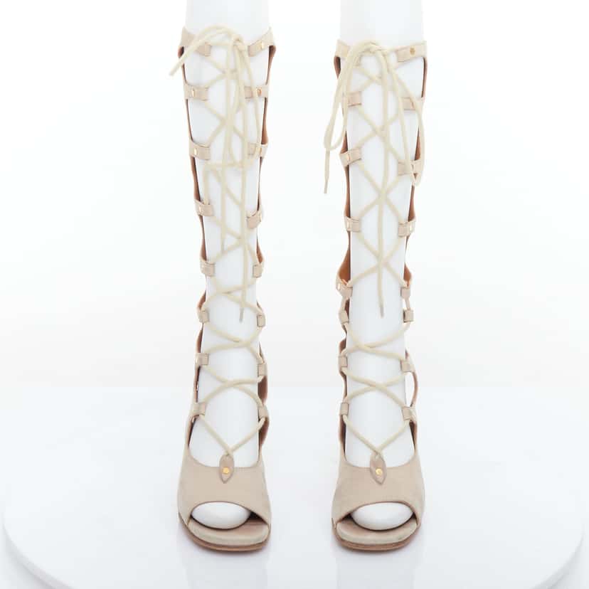 Chloé Suede Gladiator Wedges Beige Suede Fair condition - Back View