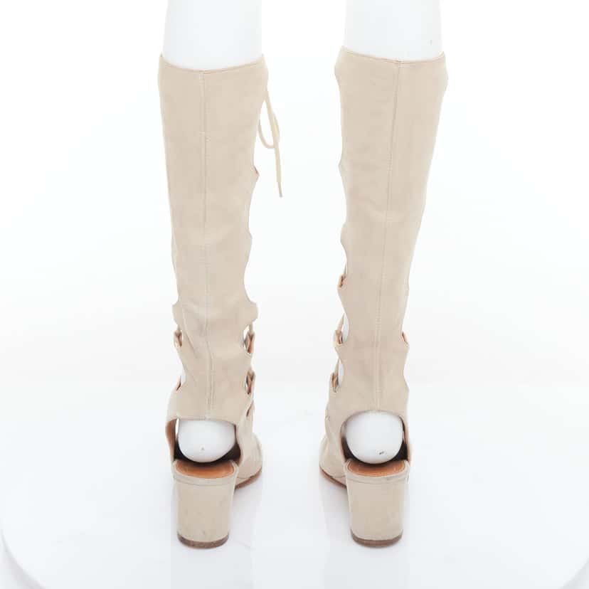 Chloé Suede Gladiator Wedges Beige Suede Fair condition - Model View