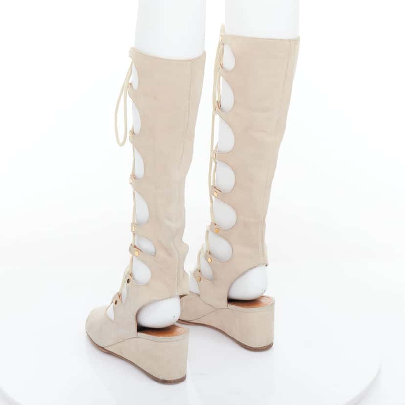 Chloé Suede Gladiator Wedges Beige Suede Fair condition - Box View