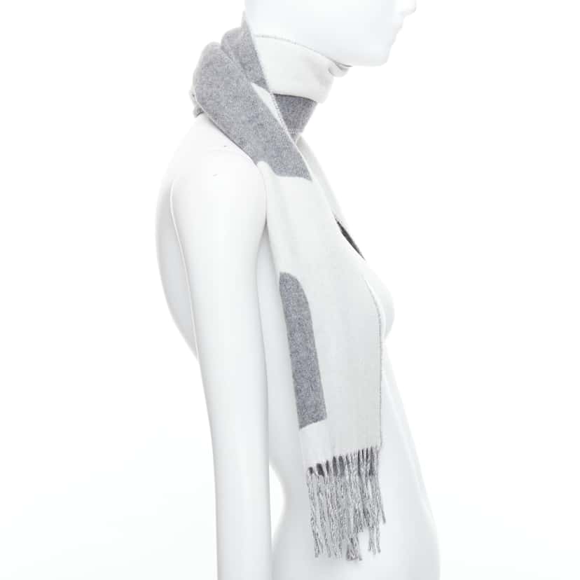 Hermès Horse Head Scarf Grey Cashmere Never worn - Model View