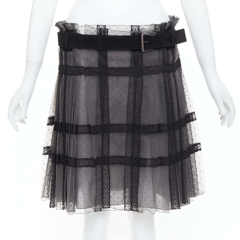 Dior Lace Belt Wrap Skirt Grey Good condition - Front View