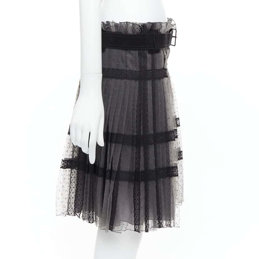 Dior Lace Belt Wrap Skirt Grey Good condition - Model View