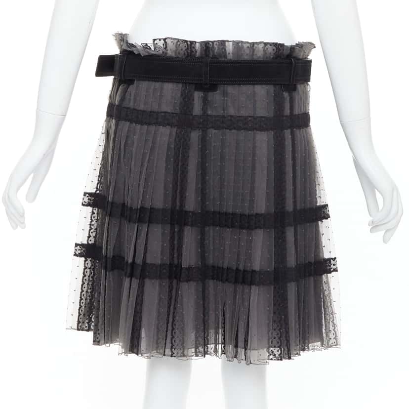 Dior Lace Belt Wrap Skirt Grey Good condition - Box View