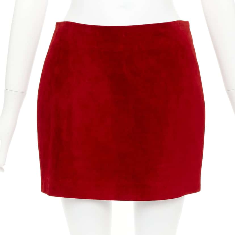 Saint Laurent Dart Suede Skirt Red Suede Good condition - Front View