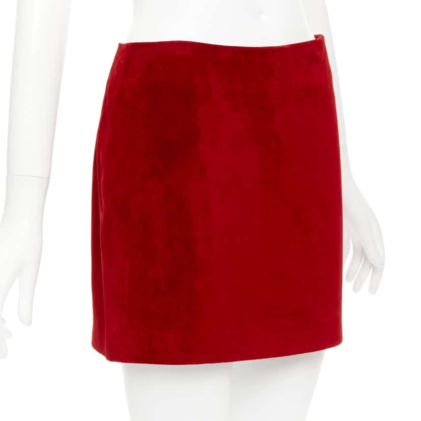 Saint Laurent Dart Suede Skirt Red Suede Good condition - Inside View