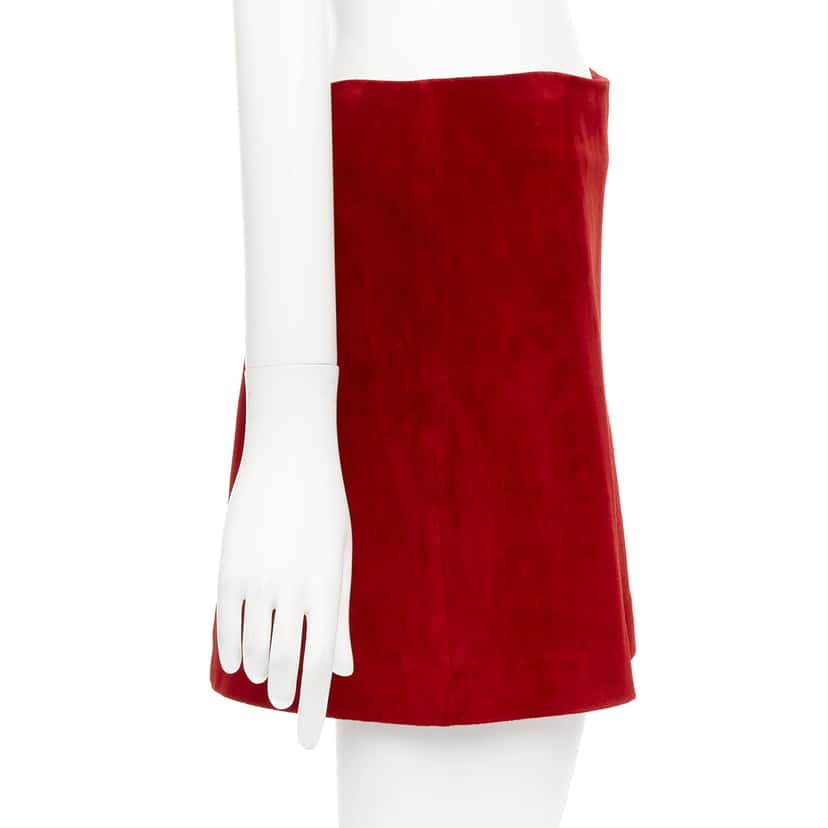Saint Laurent Dart Suede Skirt Red Suede Good condition - Model View