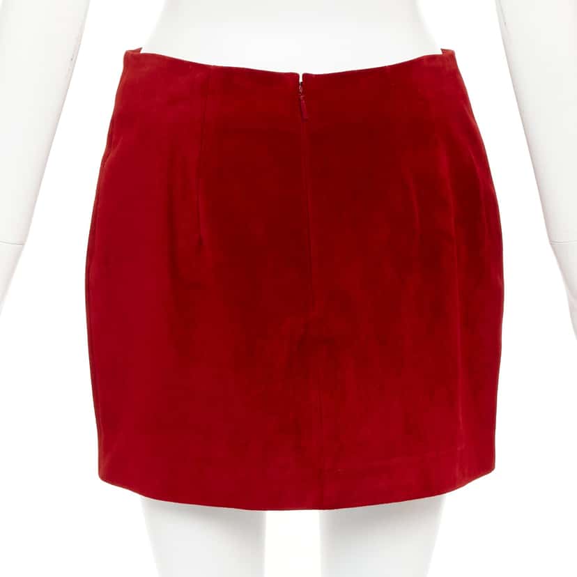 Saint Laurent Dart Suede Skirt Red Suede Good condition - Box View