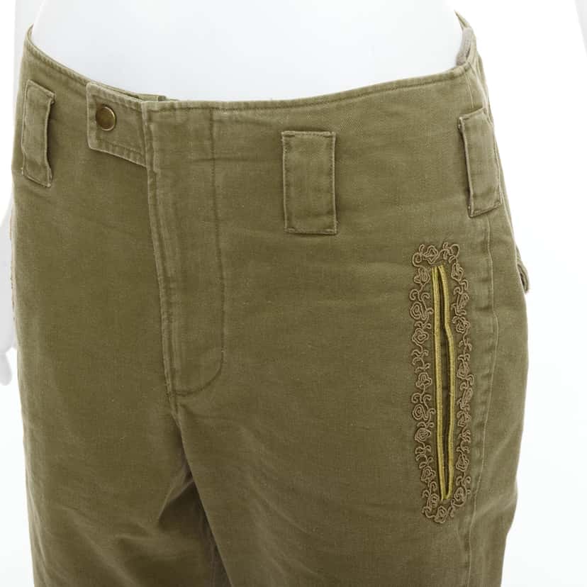 Saint Laurent Stud Kilt Shorts Green Cotton Good condition - Back View