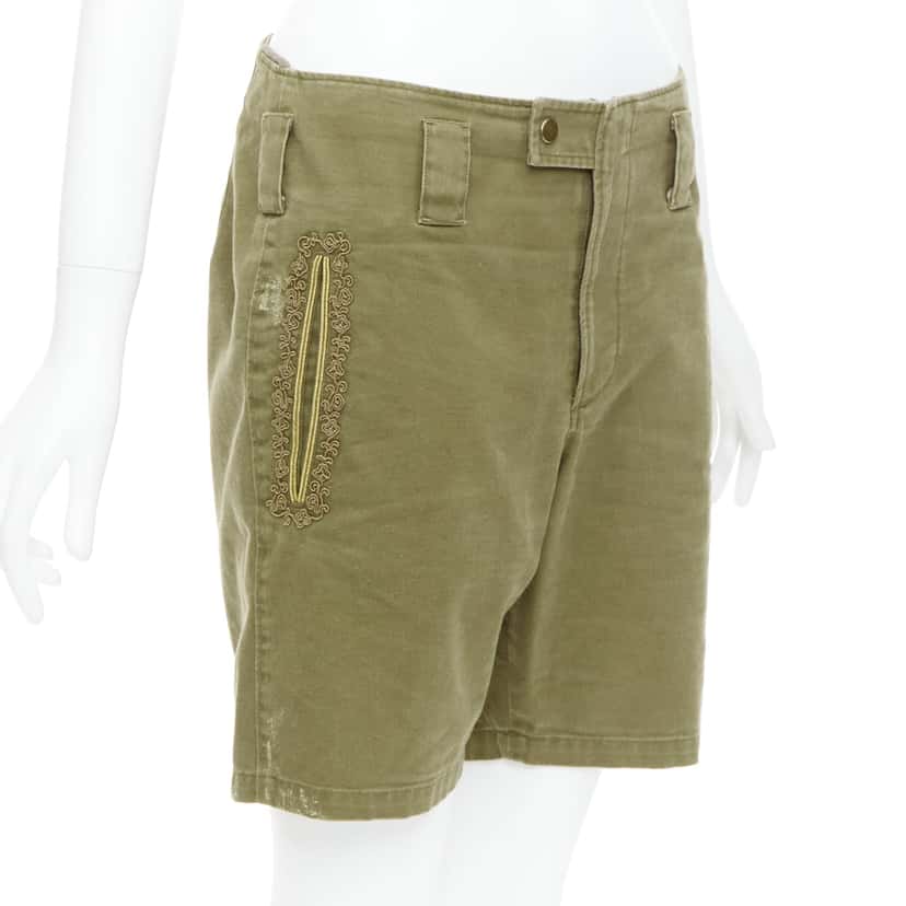 Saint Laurent Stud Kilt Shorts Green Cotton Good condition - Inside View