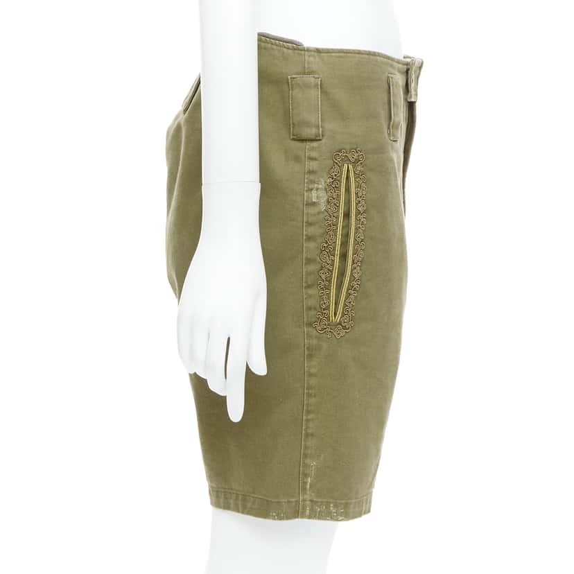 Saint Laurent Stud Kilt Shorts Green Cotton Good condition - Model View