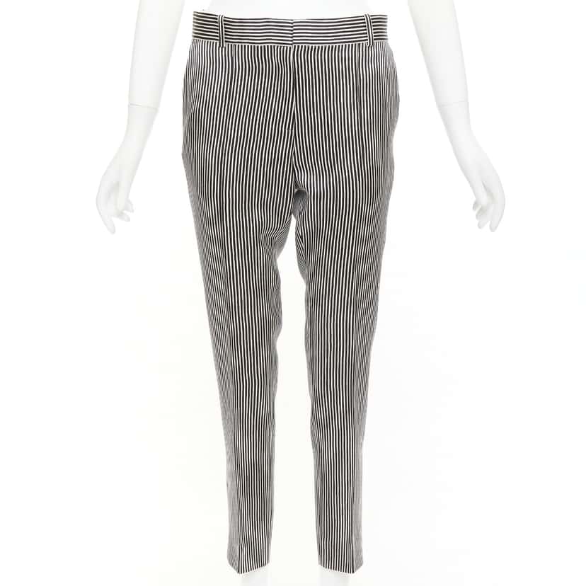 Celine Striped Wool Pants Black Silk Never worn - Front View