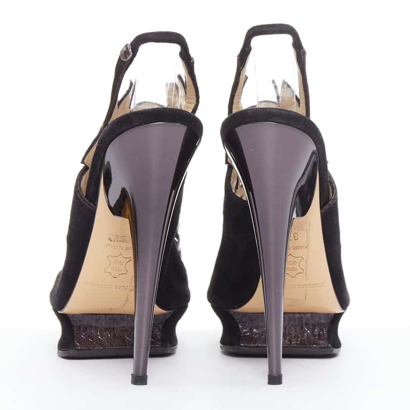 Nicholas Kirkwood Scaled Platform Sandals Black Leather Very good condition - Box View
