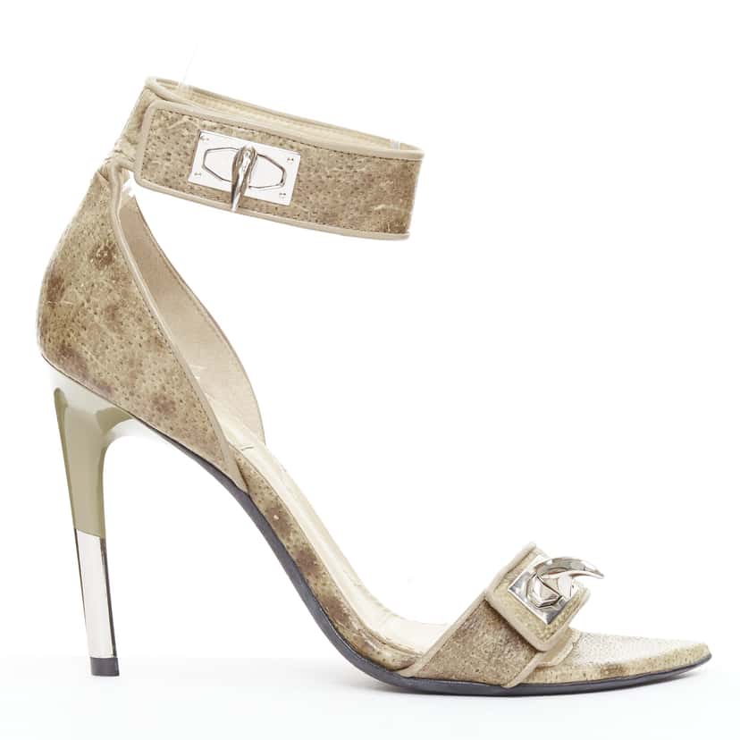 Givenchy Sharktooth Sandals Khaki Leather Very good condition - Front View