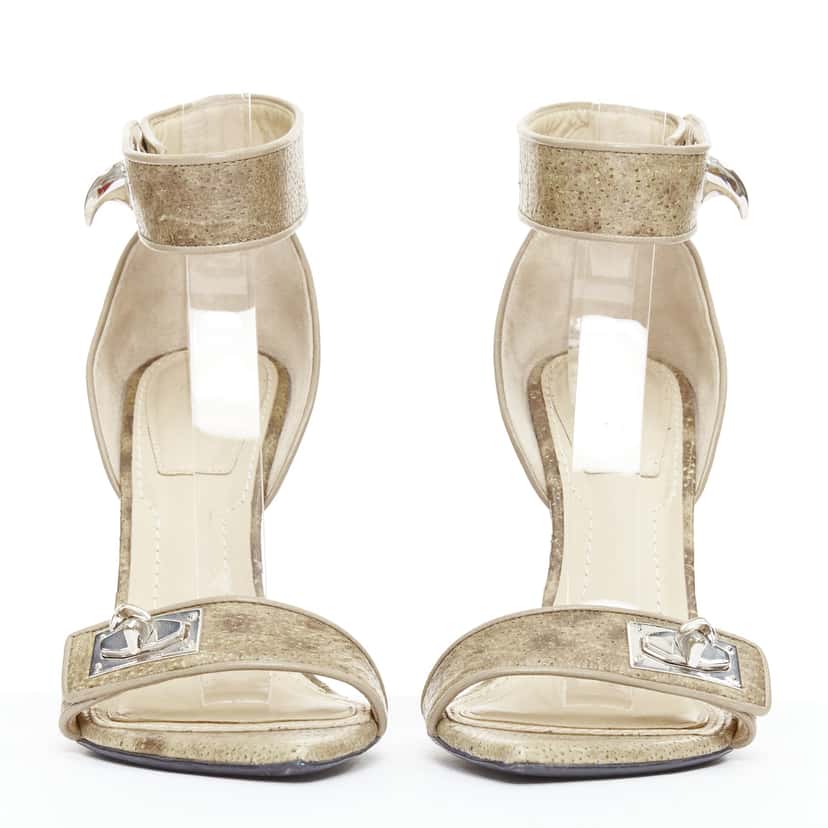 Givenchy Sharktooth Sandals Khaki Leather Very good condition - Inside View