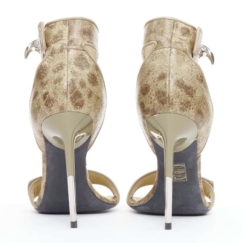 Givenchy Sharktooth Sandals Khaki Leather Very good condition - Box View