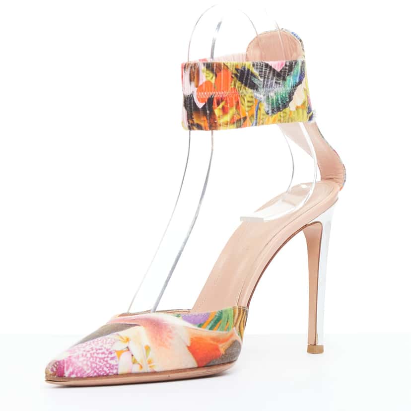 Gianvito Rossi Floral Cuff Pumps MultiColor Good condition - Model View