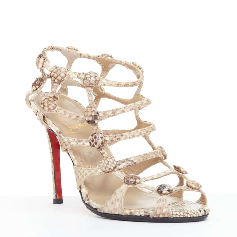 Christian Louboutin Neuron 100 Beige Leather Very good condition - Back View