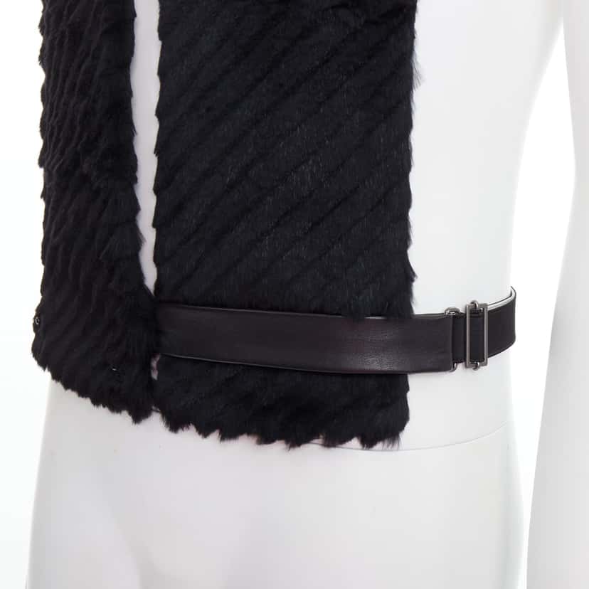 Versace Fur Belt Scarf Vest Black Very good condition - Back View