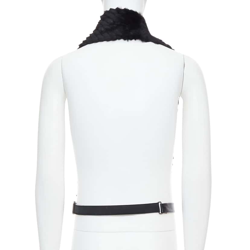 Versace Fur Belt Scarf Vest Black Very good condition - Box View