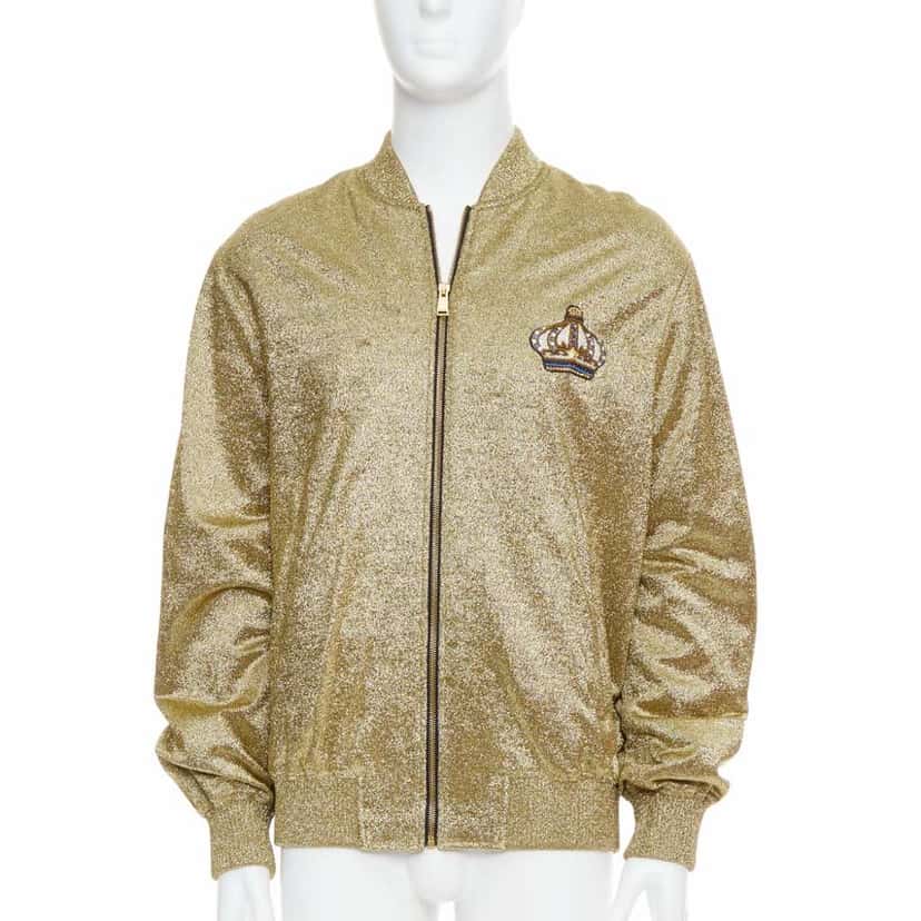 Versace Gold Crystal Bomber Jacket Gold Polyester Very good condition - Front View