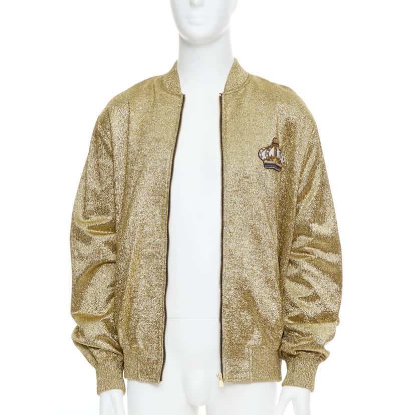 Versace Gold Crystal Bomber Jacket Gold Polyester Very good condition - Inside View