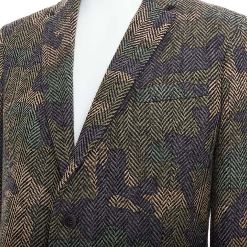 Valentino Garavani Green Camouflage Blazer Green Wool Very good condition - Back View