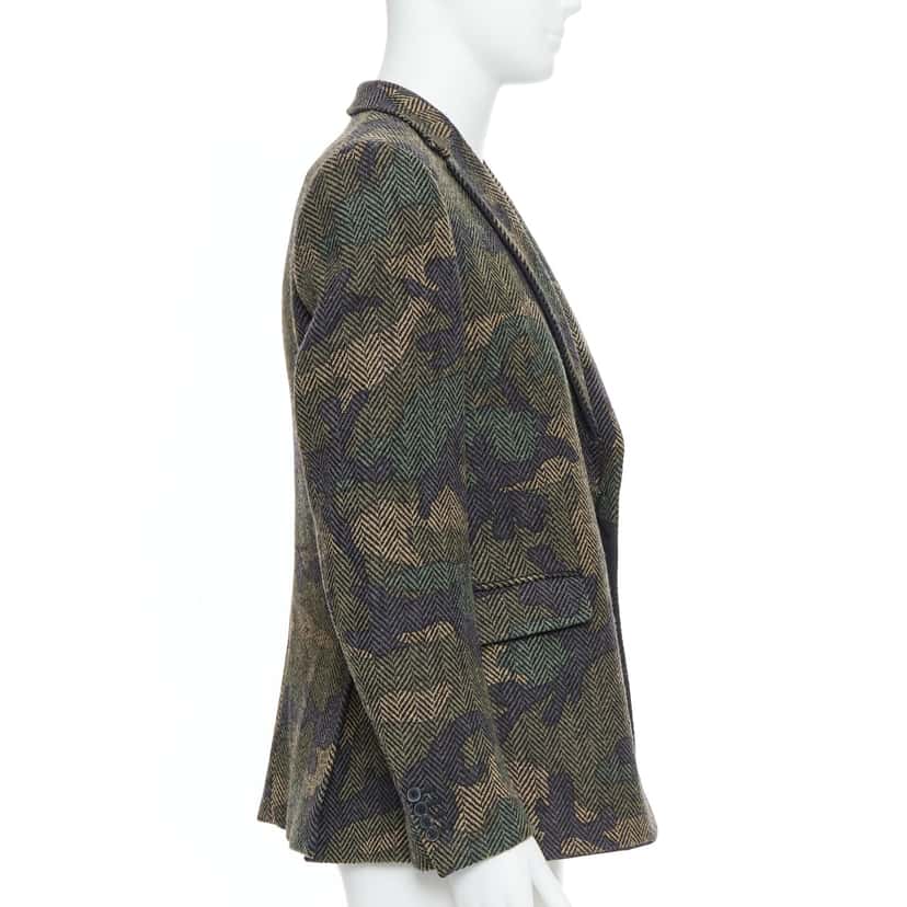 Valentino Garavani Green Camouflage Blazer Green Wool Very good condition - Model View