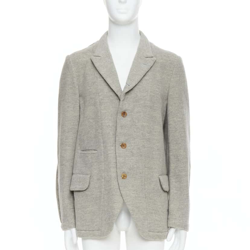 Comme Des Garcons Evergreen Wool Blazer Grey Wool Never worn - Front View