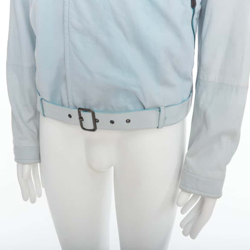 Bottega Veneta Blue Leather Biker Jacket Blue Leather Fair condition - Back View