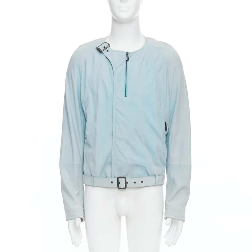 Bottega Veneta Blue Leather Biker Jacket Blue Leather Fair condition - Inside View