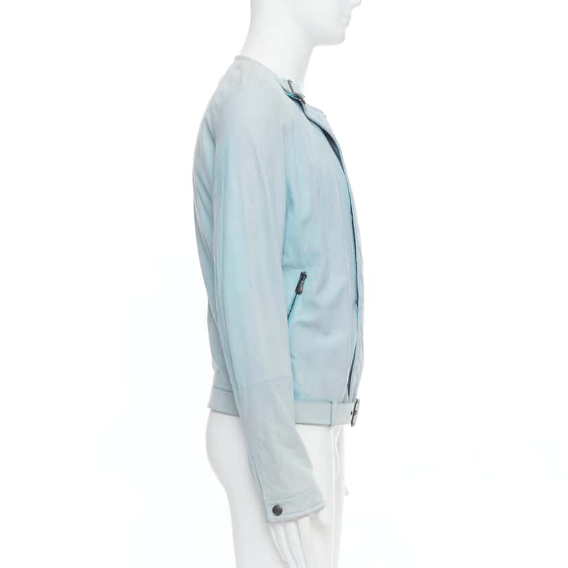Bottega Veneta Blue Leather Biker Jacket Blue Leather Fair condition - Box View