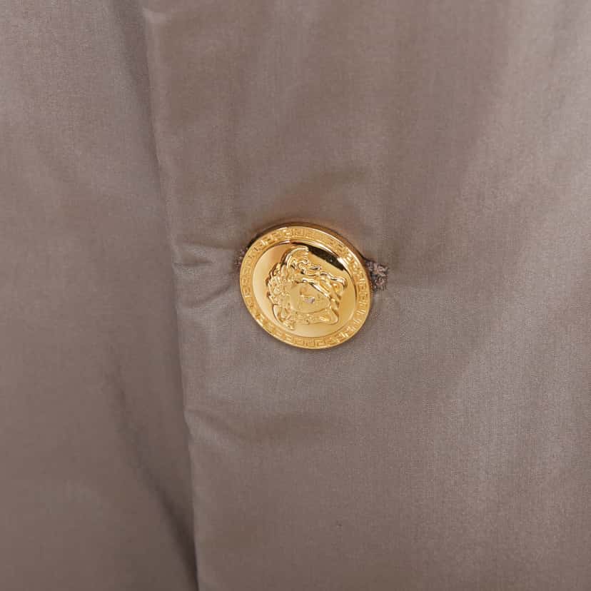 Versace Grey Padded Gold Coat Beige Very good condition - Back View