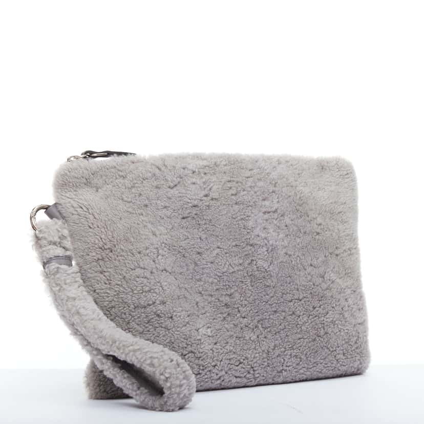 Ermenegildo Zegna Crinkled Leather Travel Bag Grey Never worn - Inside View