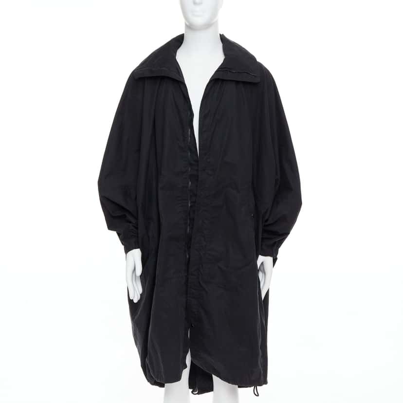 Lemaire Black Cocoon Anorak Coat Black Cotton Fair condition - Front View