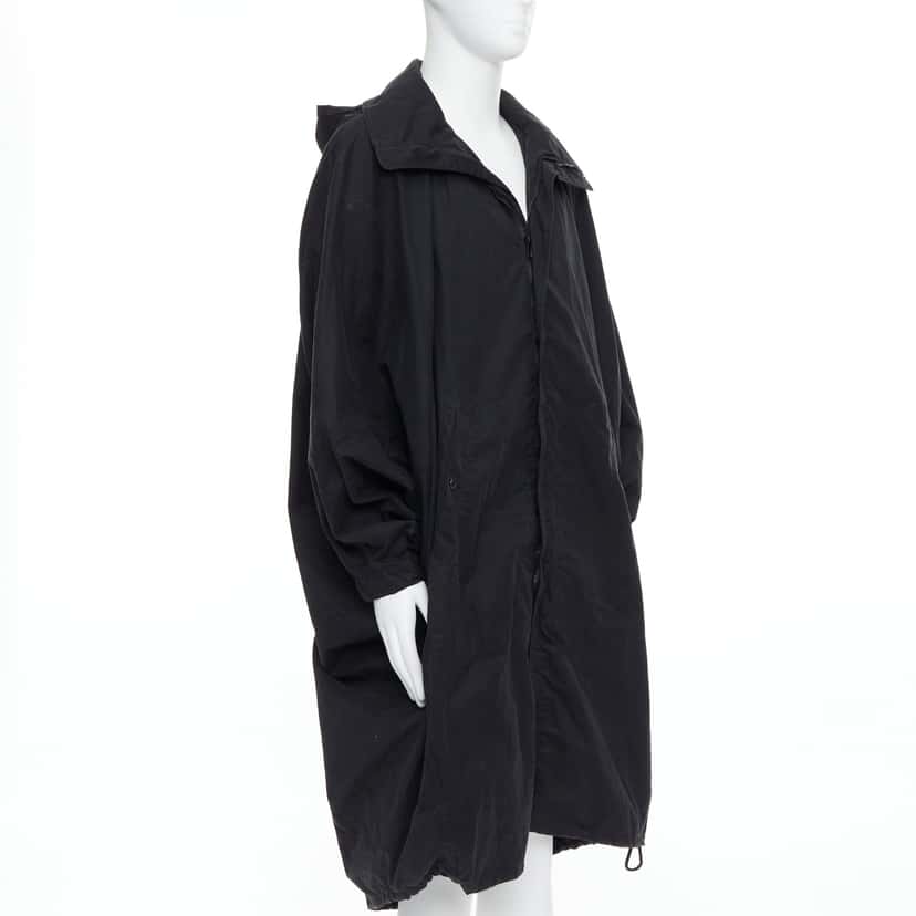 Lemaire Black Cocoon Anorak Coat Black Cotton Fair condition - Back View