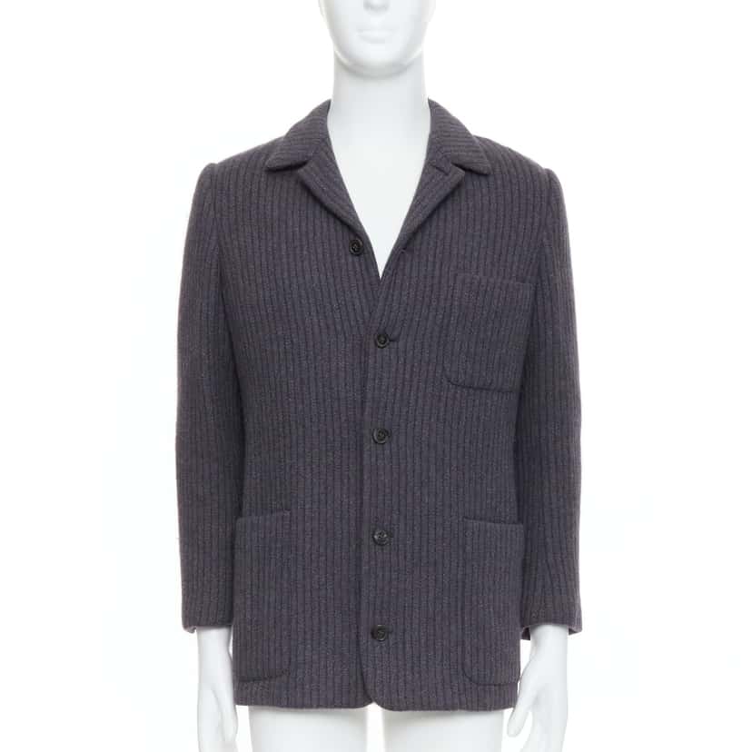 Hermès Grey Stripe Knit Blazer Grey Very good condition - Front View