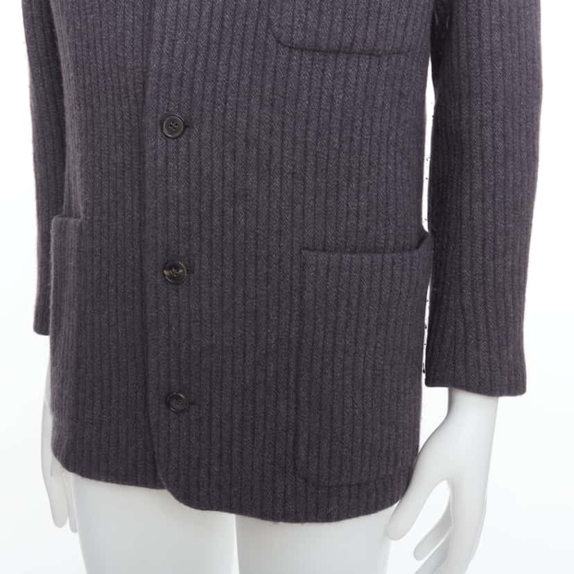 Hermès Grey Stripe Knit Blazer Grey Very good condition - Back View