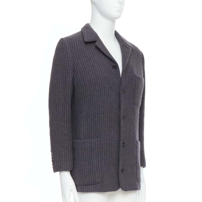 Hermès Grey Stripe Knit Blazer Grey Very good condition - Inside View