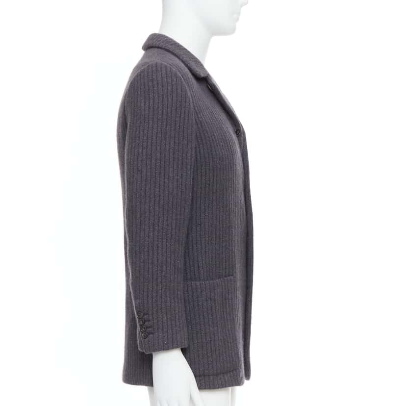 Hermès Grey Stripe Knit Blazer Grey Very good condition - Model View