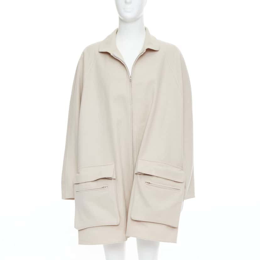 Yohji Yamamoto Grey Wool Boxy Coat Anthracite Wool Very good condition - Front View