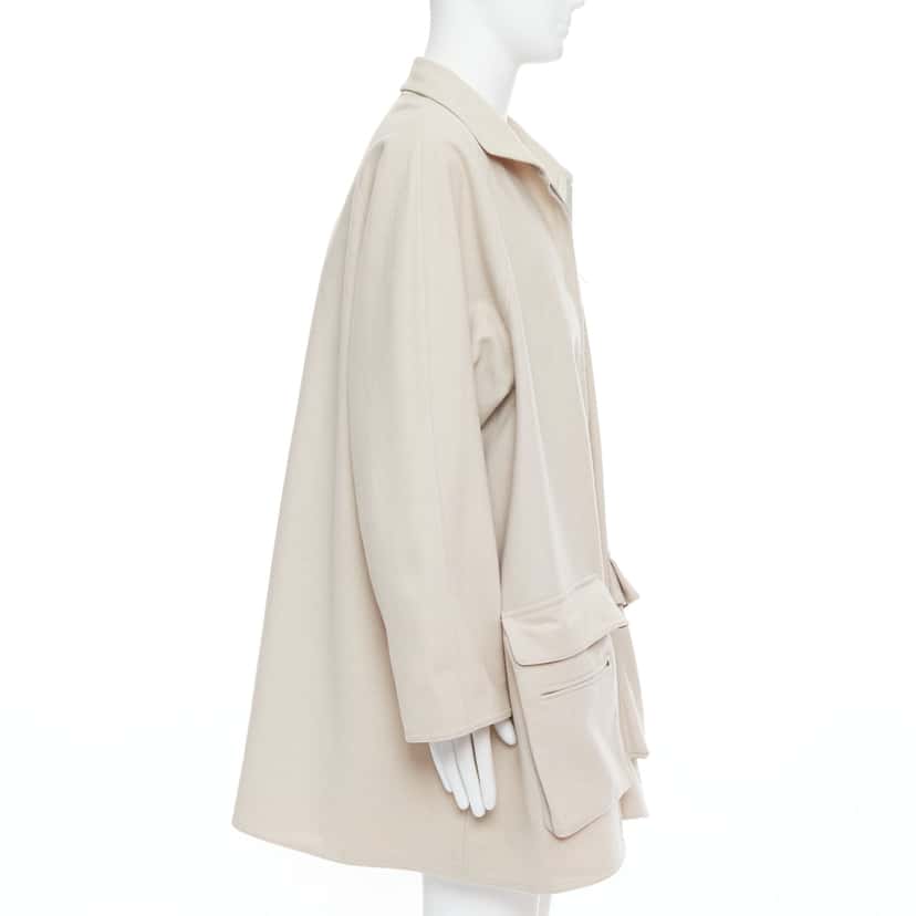 Yohji Yamamoto Grey Wool Boxy Coat Anthracite Wool Very good condition - Model View