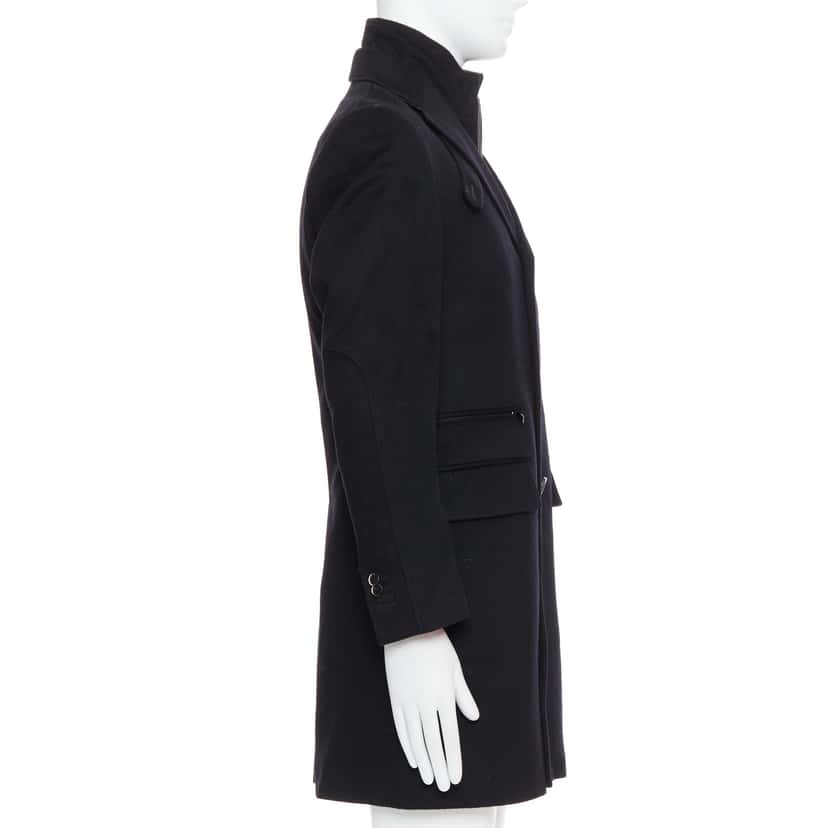 Corneliani Black Wool Collar Coat Black Wool Fair condition - Box View