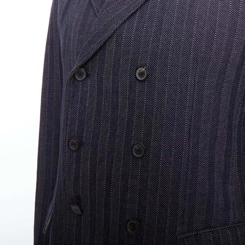 Jil Sander Navy Striped Double Blazer Navy Cotton Never worn - Back View