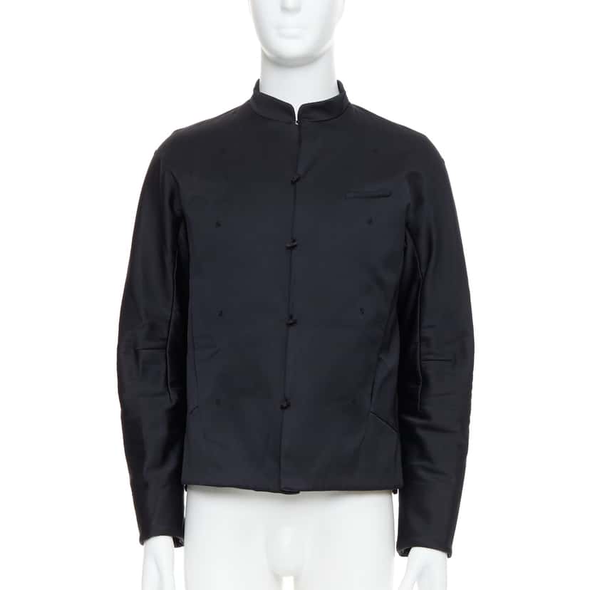 Shiatzy Chen Navy Panel Lapel Coat Black Cotton Very good condition - Front View