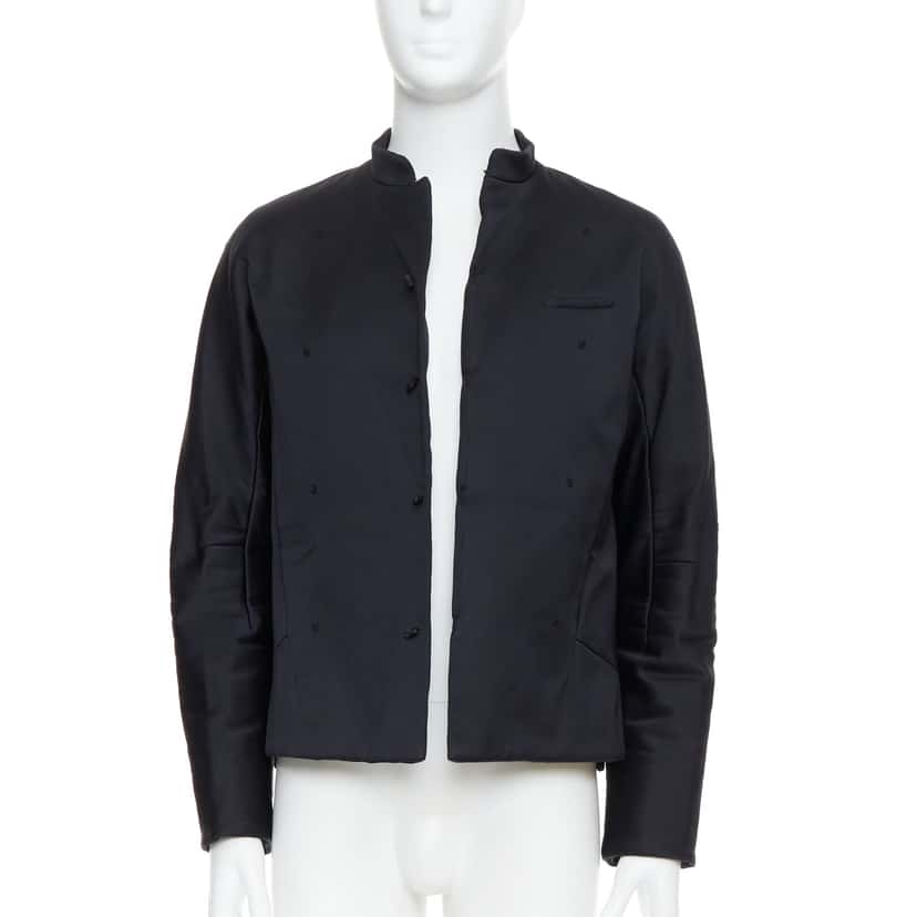 Shiatzy Chen Navy Panel Lapel Coat Black Cotton Very good condition - Inside View