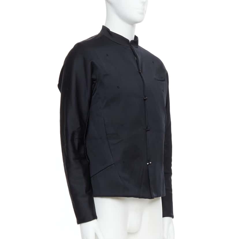Shiatzy Chen Navy Panel Lapel Coat Black Cotton Very good condition - Model View