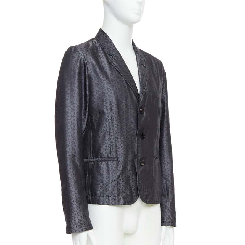Ann Demeulemeester Grey Brocade Blazer Grey Silk Never worn - Inside View