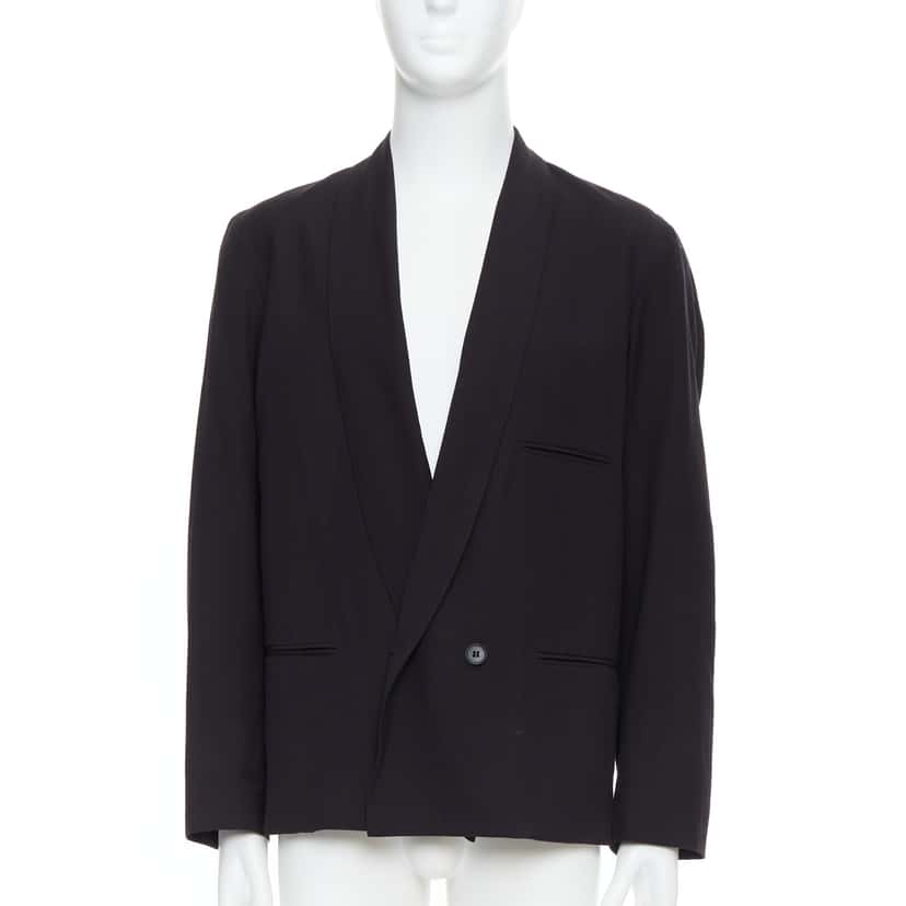 Lemaire Black Shawl Crop Blazer Black Wool Very good condition - Front View