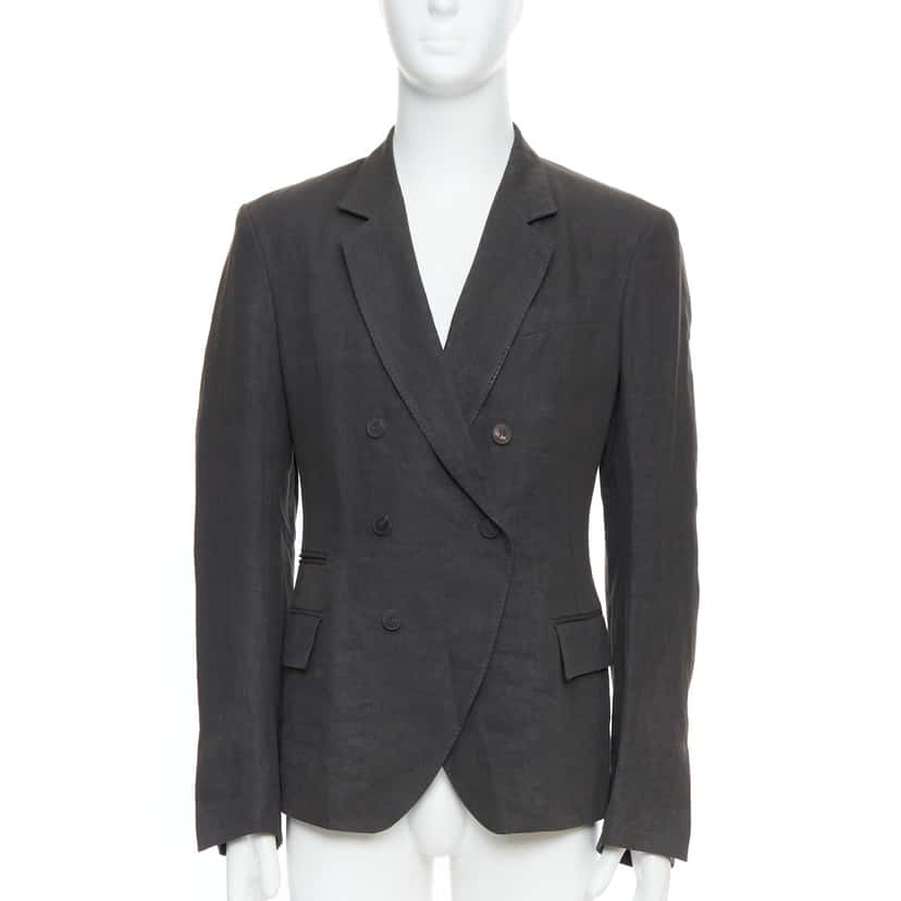 Haider Ackermann Grey Double Breasted Blazer Grey Linen Never worn - Front View