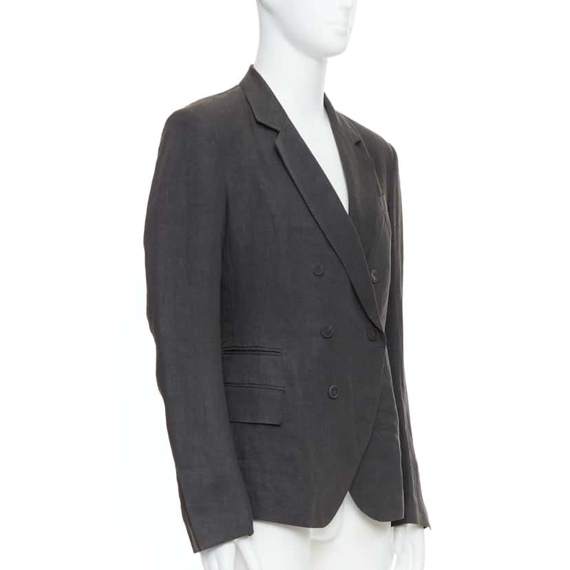 Haider Ackermann Grey Double Breasted Blazer Grey Linen Never worn - Inside View